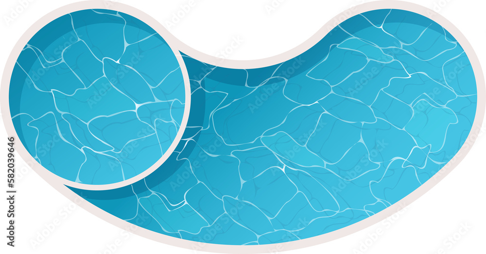 Swimming pool top view for design. PNG image. Flat design. Outdoor