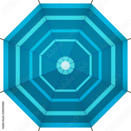 Outdoor umbrella top view, outdoor furniture for design. PNG image, flat design. Outdoor elements isolated for landscape project, plan of yard, hotel. beach, map of city. 