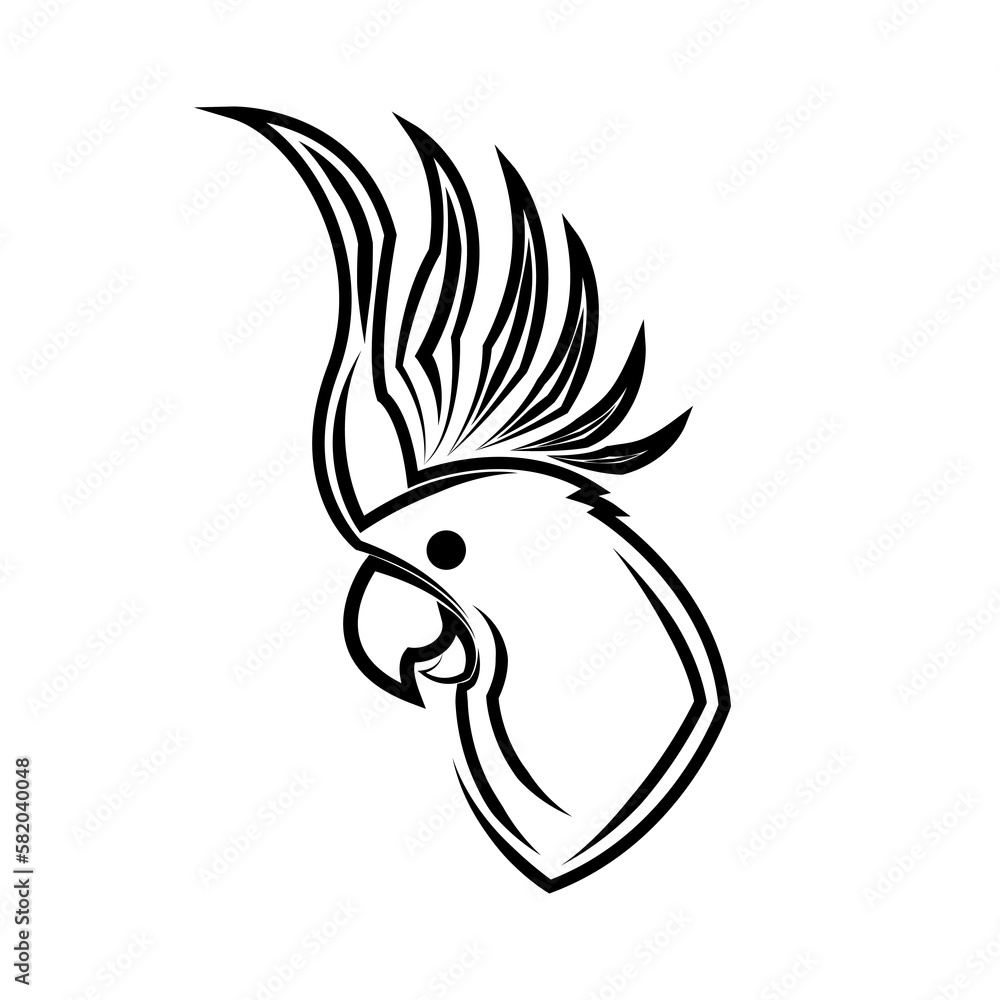 Black and white line art of the side of the cockatoo head Good use for symbol mascot icon avatar tattoo T Shirt design logo or any design Black and white line art of the side of the cockatoo head Good use for symbol mascot icon avatar tattoo T Shirt design logo or any design