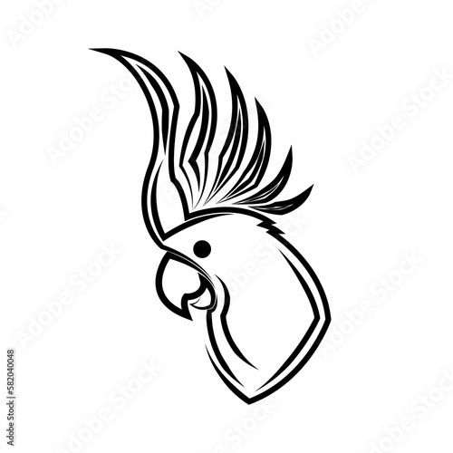 Black and white line art of the side of the cockatoo head Good use for symbol mascot icon avatar tattoo T Shirt design logo or any design
