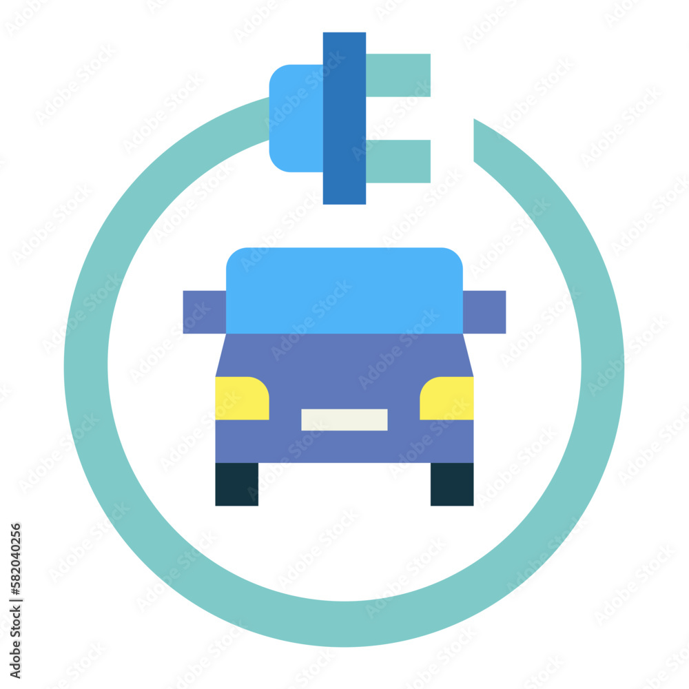 electric car flat icon style electric car flat icon style