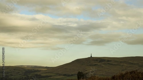 This scenic timelapse of the stoodley pike lookout monument , this 100's of years old piece of history sits in the town of todmorden located in north west yorkshire  photo
