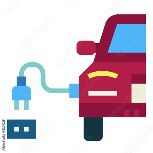 ac charging flat icon style