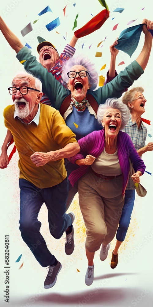 aged people capturing freedom that solid pension plan can bring allowing individuals to live life, concept of Retirement Security and Active Aging, created with Generative AI technology - obrazy, fototapety, plakaty 