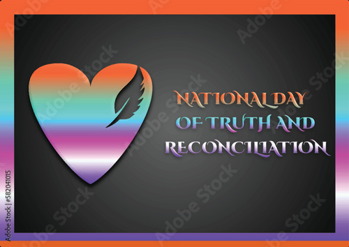 every child matters, national day of truth and reconciliation modern creative banner, design concept, social media post with colorful text and Colorful border on an lite black background