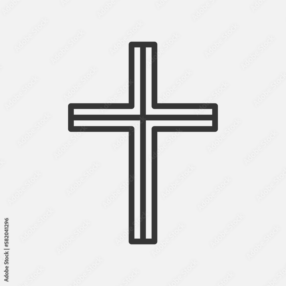 Abstract cross line icon. Christian or catholic symbol of church. Jesus Christ, holy Easter holiday. Vector illustration