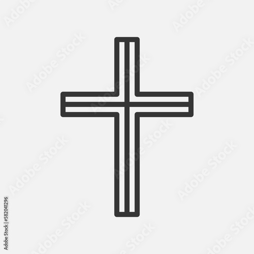 Abstract cross line icon. Christian or catholic symbol of church. Jesus Christ, holy Easter holiday. Vector illustration