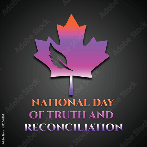 national day of truth and reconciliation modern creative banner, design concept, social media post with colorful text on an lite black background. Vector illustration photo