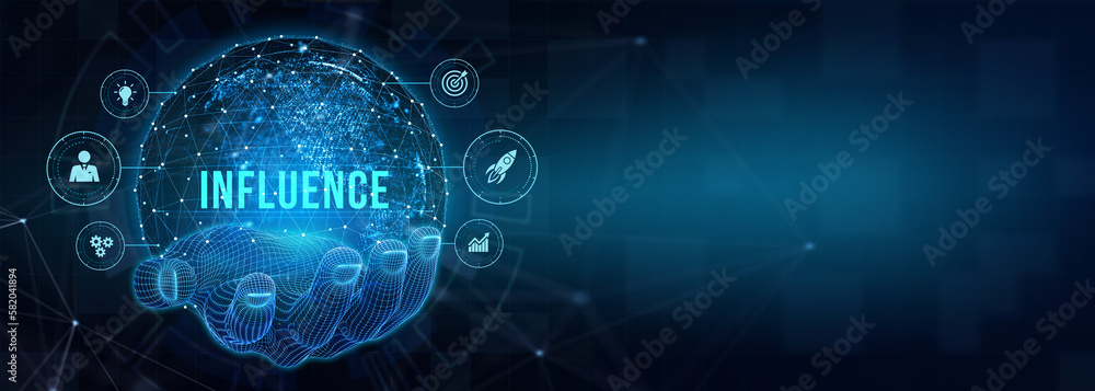 Influencer marketing concept. Business, Technology, Internet and network concept. 3d illustration Influencer marketing concept. Business, Technology, Internet and network concept. 3d illustration