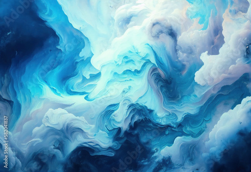 Blue abstract background, Marble texture, Watercolor, Generative AI