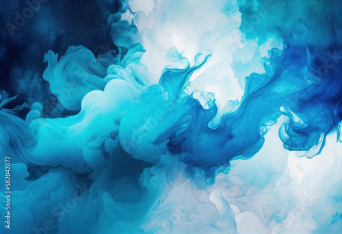 Blue abstract background, Marble texture, Watercolor, Generative AI