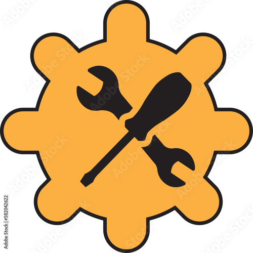 Service Tool Icon. Maintain, Repair, Screwdriver with Wrench, Tech Support Icon. 