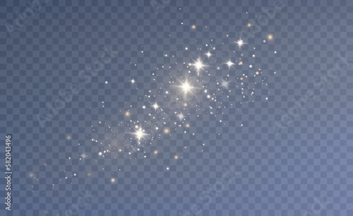 Golden sequins glow with many lights. Glittering dust. Luxurious background of golden particles.