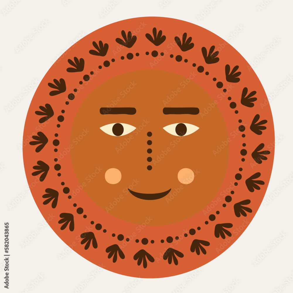 Fototapeta premium Male bizzare visage, abstract personage, mascot design, funny face, cute icon.