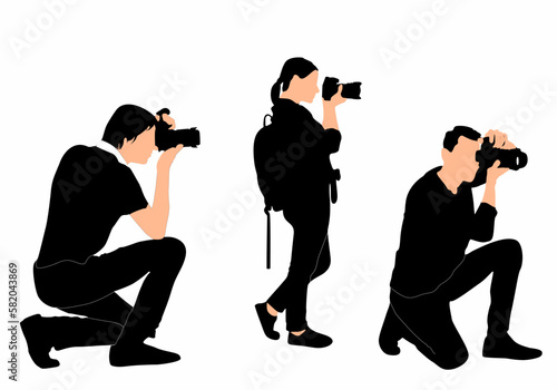 collection of photographer silhouettes, logos, icons