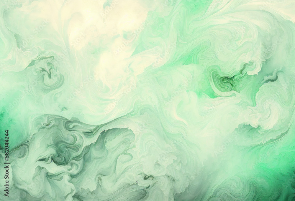 Fototapeta premium Green abstract background, Marble texture, Watercolor, Generative AI
