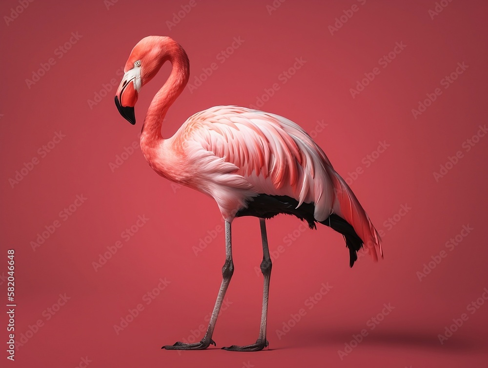 Fototapeta premium A Realistic Portrayal of a Flamingo. Generative AI