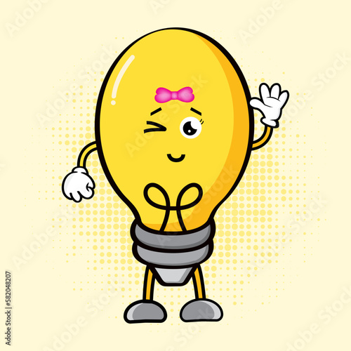 Cute Lamp Character, Cute Lamp Character is an adorable light fixture mascot design featuring a lovable lamp character that's perfect for a variety of applications