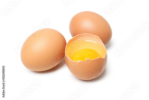 Ingredient for making breakfast - eggs, isolated on white background