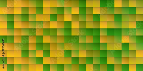 Abstract Colorful Pixelated Surface Pattern with Random Colored Orange, Yellow, Brown and Green Squares - Wide Scale Geometric Mosaic Texture - Generative Art, Vector Background Design