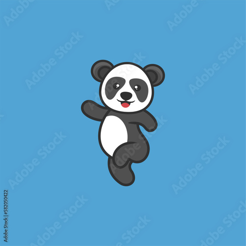 cute panda standing logo design