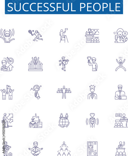 Valokuva Successful people line icons signs set