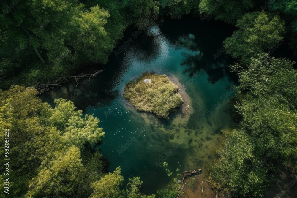 a top view of lake. nature. generative ai 