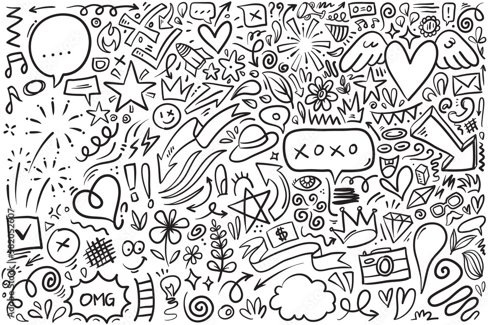 Doodle lines, Arrows, circles and curves vector.hand drawn design elements isolated on white background for infographic. vector illustration. Doodle lines, Arrows, circles and curves vector.hand drawn design elements isolated on white background for infographic. vector illustration.