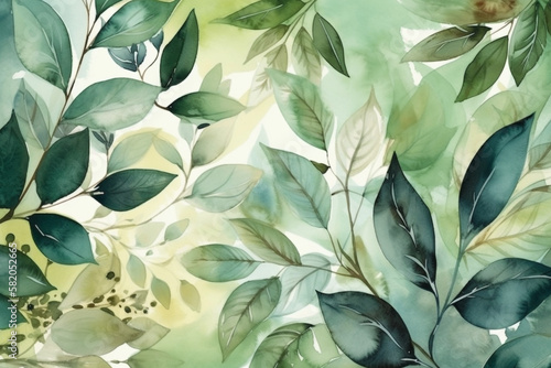 Botanical watercolor wallpaper pattern. generative ai 