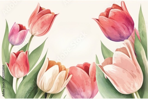 Rainbow Tulips Perfectly Framed for Your Message Generative AI