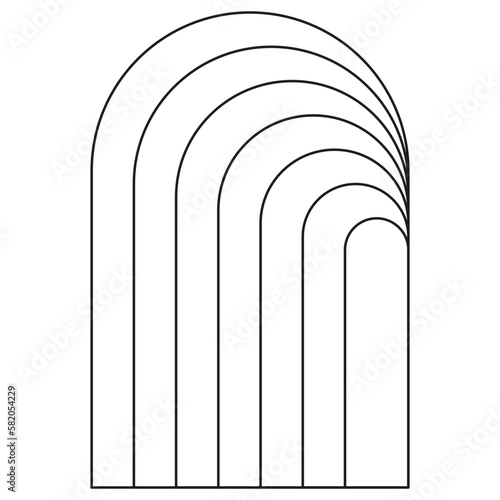 modern illustration minimalistic retro aesthetic linear boho frame arch arc portal logo bohemian design element mystical geometric abstract border