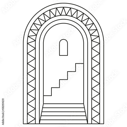 modern illustration minimalistic retro aesthetic linear boho frame arch arc portal logo bohemian design element mystical geometric abstract border
