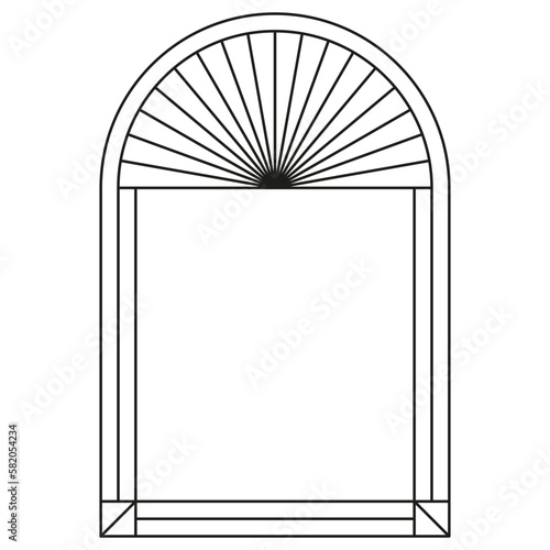 modern illustration minimalistic retro aesthetic linear boho frame arch arc portal logo bohemian design element mystical geometric abstract border