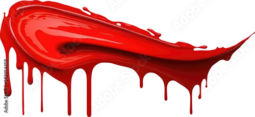 red brush stroke watercolor liquid isolated on white background.Generative AI