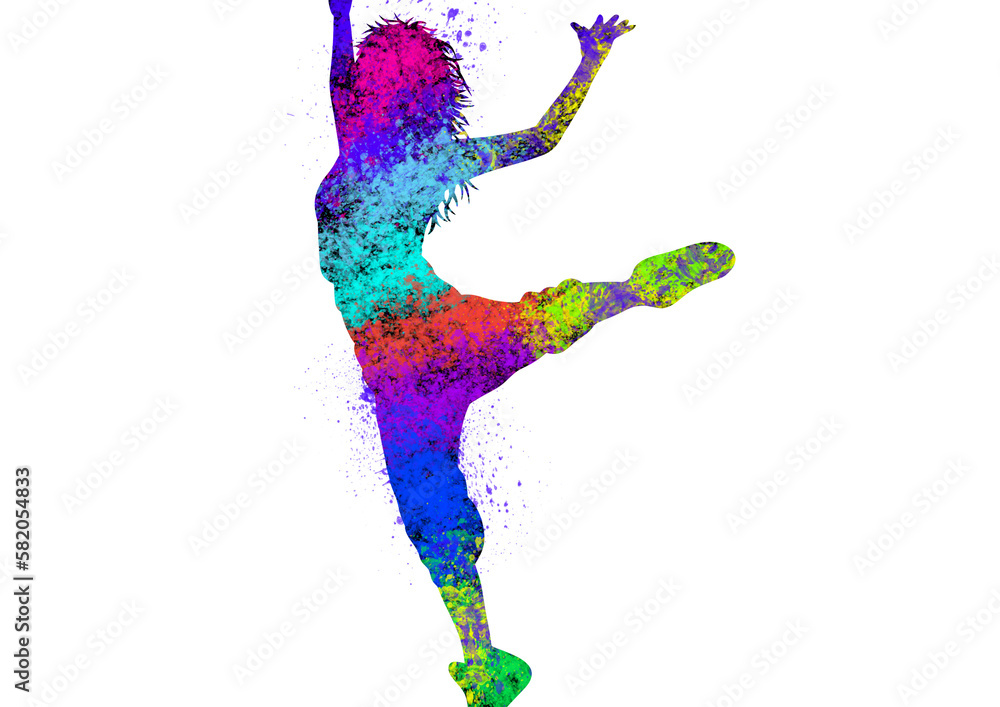 Fototapeta premium Watercolor Dancer drawing, silhouette of a dancing person, Watercolor dancing, Hiphop, Classical