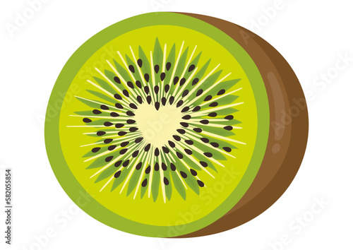 Fresh kiwi slice with heart in the center