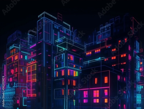  Illustration of a Modern Cityscape in 3D Rendering. Generative AI