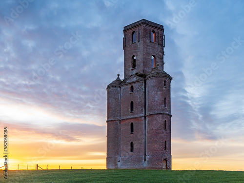 Horton Tower, Dorset, at sunrise - a folly built by Humphrey Sturt in the early 1700s.