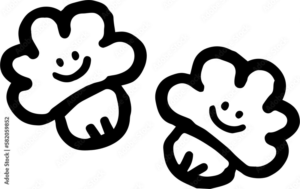 Mini tree and flower icons with cute doodle style illustration Mini tree and flower icons with cute doodle style illustration