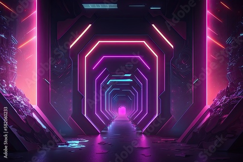 Abstract sci-fi background material, technology neon background