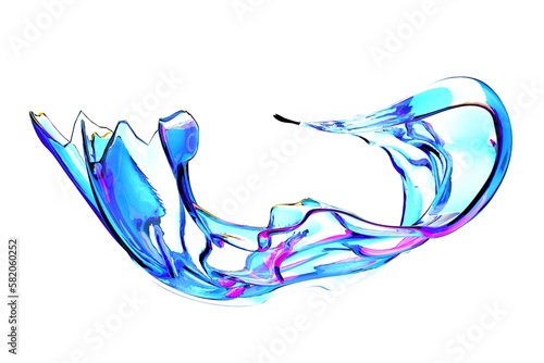 Glass of abstract shape. Liquid water splash
