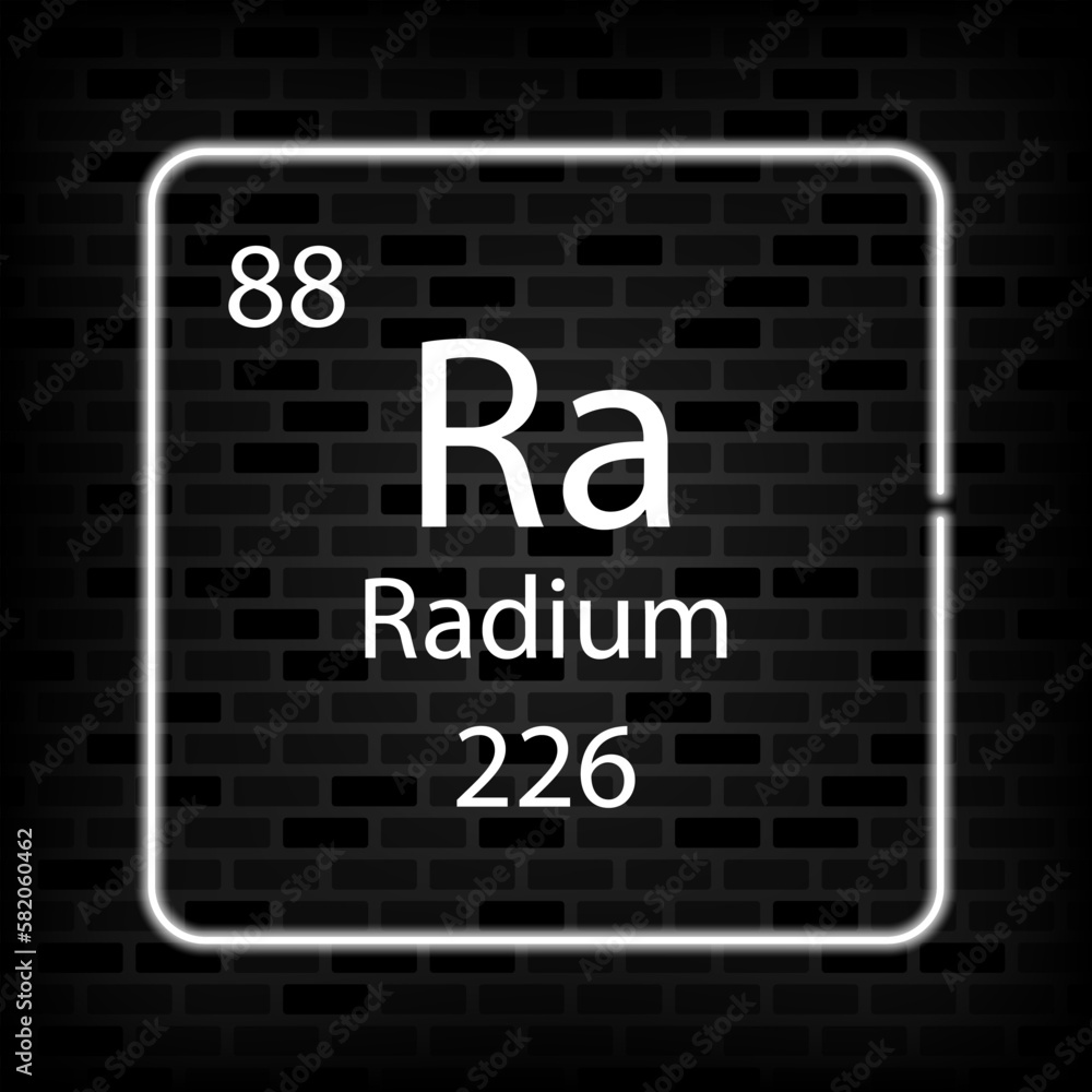 Radium neon symbol. Chemical element of the periodic table. Vector illustration. Radium neon symbol. Chemical element of the periodic table. Vector illustration.