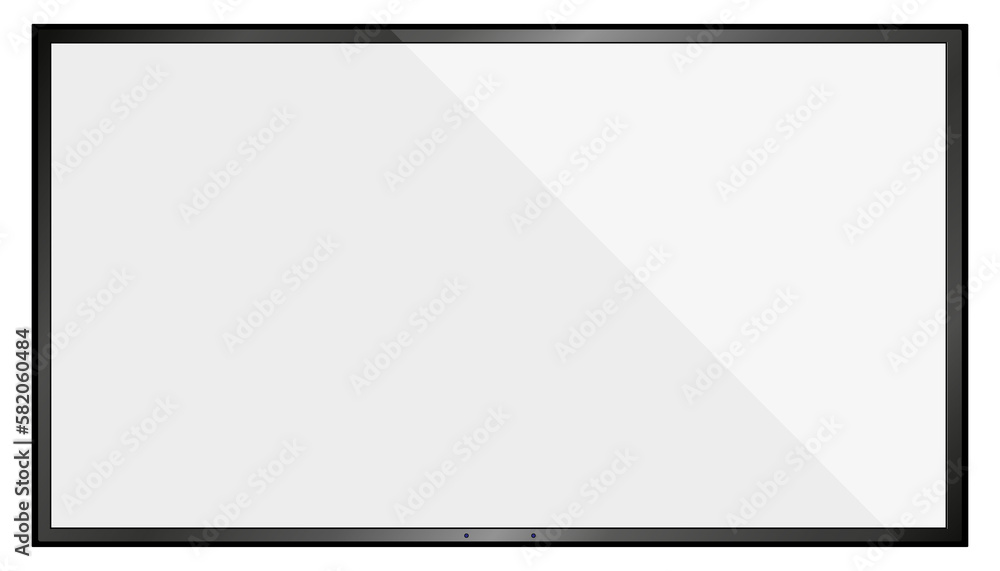 TV screen,3D Modern stylish lcd Panel,Led,Plasma.Vector White Blank Computer Monitor Display mockup.Empty Television Template or Wide flat screen,Graphic design element for Catalog,Web Site,Mock Up - obrazy, fototapety, plakaty 