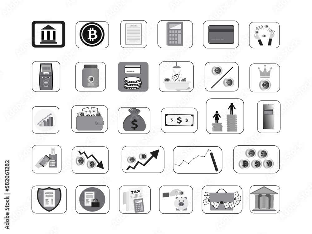 Set of twenty nine financial icons Set of twenty nine financial icons