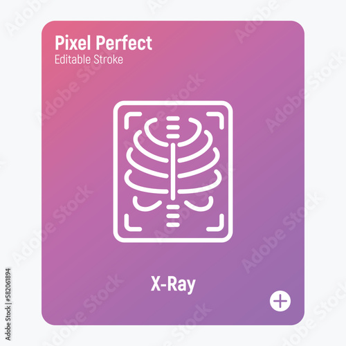 X-ray thin line icon. Medical scan. Pixel perfect, editable stroke. Vector illustration.