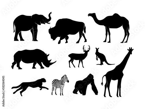 Set of Animals Silhouette Isolated on a white background - Vector Illustration pt 2
