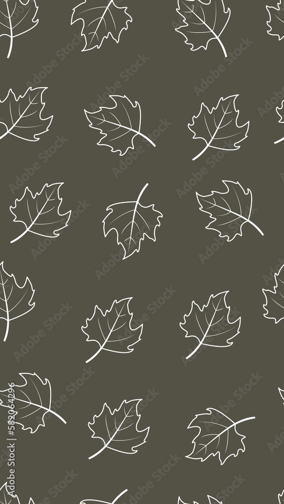 Leaves pattern wallpaper illustration. Vertical background.