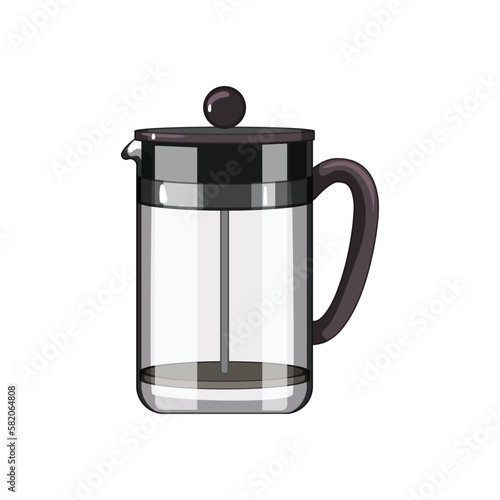 cup french press coffee cartoon vector illustration