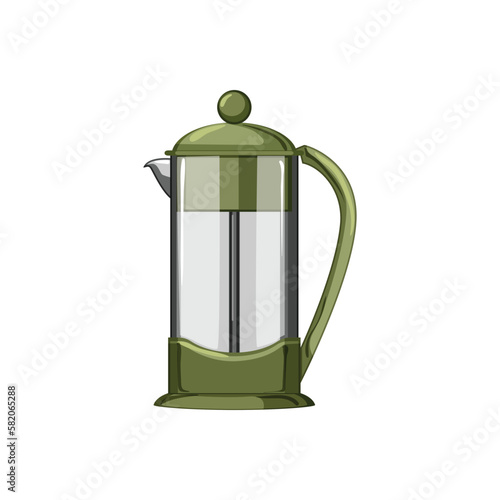 espresso french press coffee cartoon vector illustration