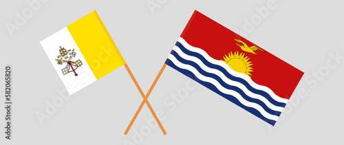 Crossed flags of Vatican and Kiribati. Official colors. Correct proportion